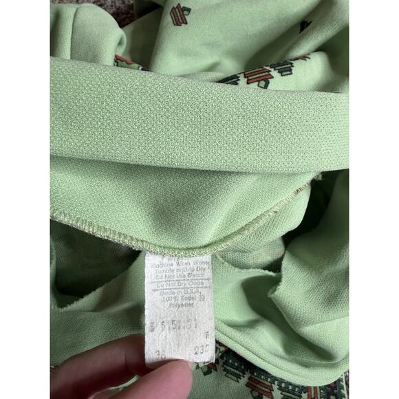 Vintage 70's Mint Green Floral Button Down Shirt Ugly Hippie Mod Retro Disco - Picture 3 of 5